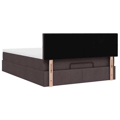 Pouf Letto con Materasso Marrone Scuro 140x190 cm in Tessuto | homemem39