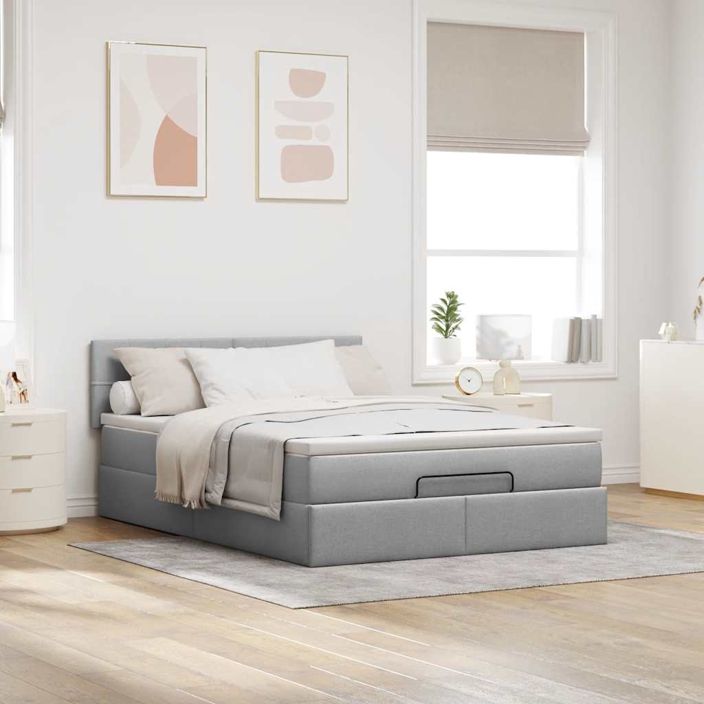 Struttura Letto Pouf con Materasso 140x200 cm in Tessuto | homemem39