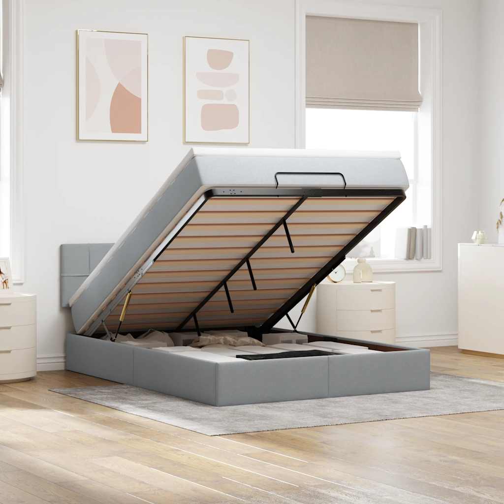 Struttura Letto Pouf con Materasso 140x200 cm in Tessuto | homemem39