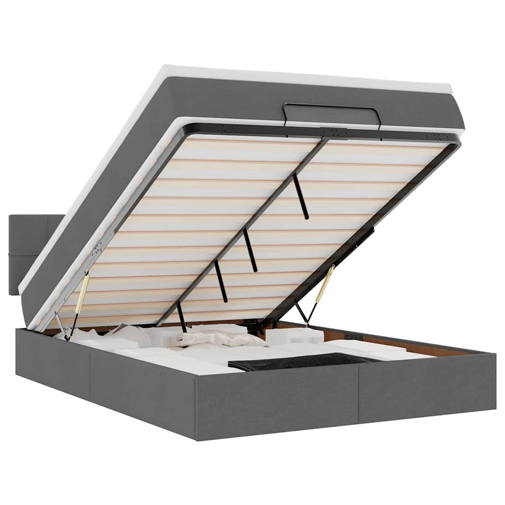 Pouf Letto con Materasso Grigio Scuro 140x200 cm in Tessuto - homemem39