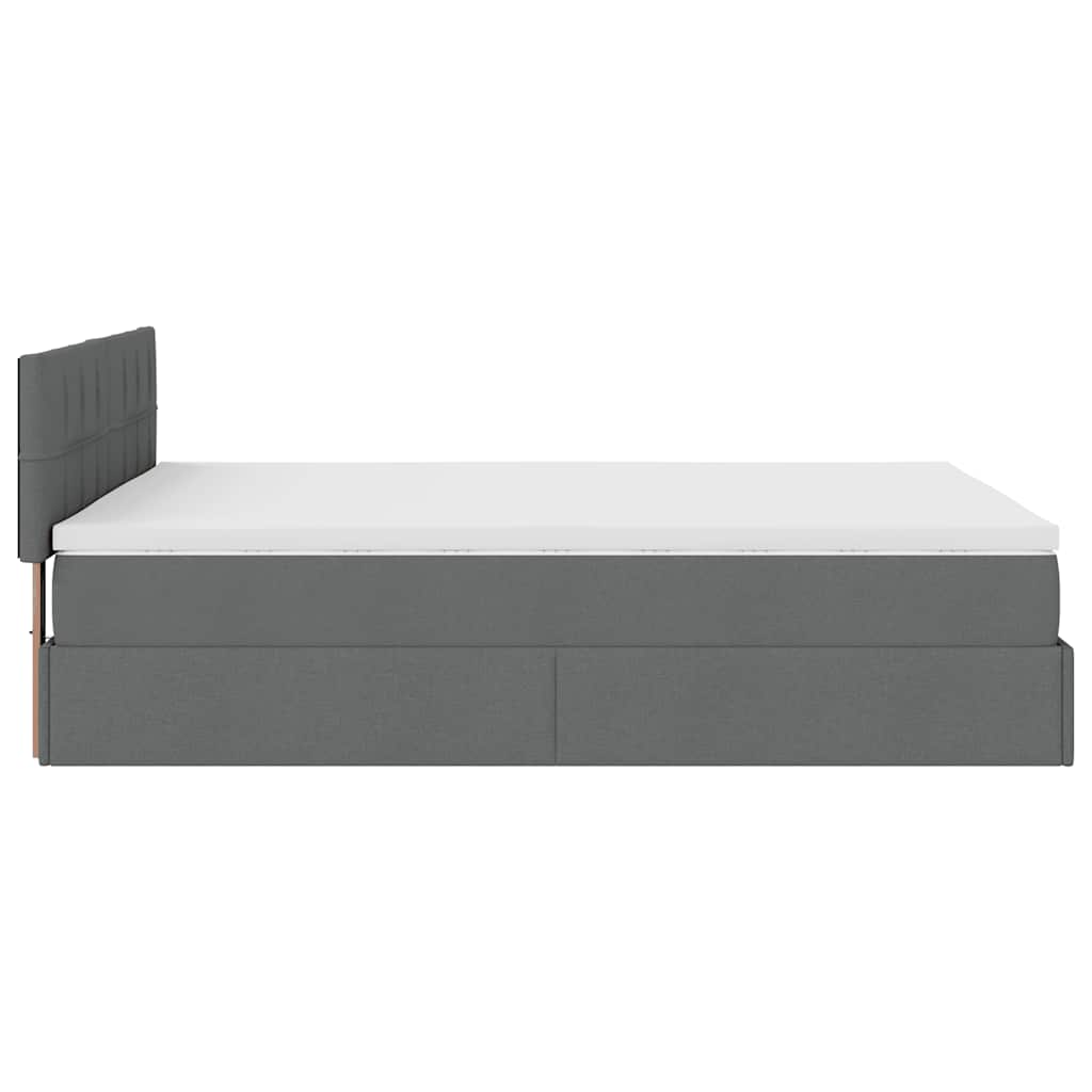 Pouf Letto con Materasso Grigio Scuro 140x200 cm in Tessuto