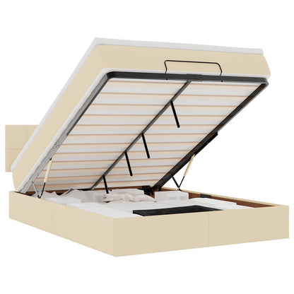 Pouf Letto con Materasso Crema 140x200 cm in Tessuto - homemem39