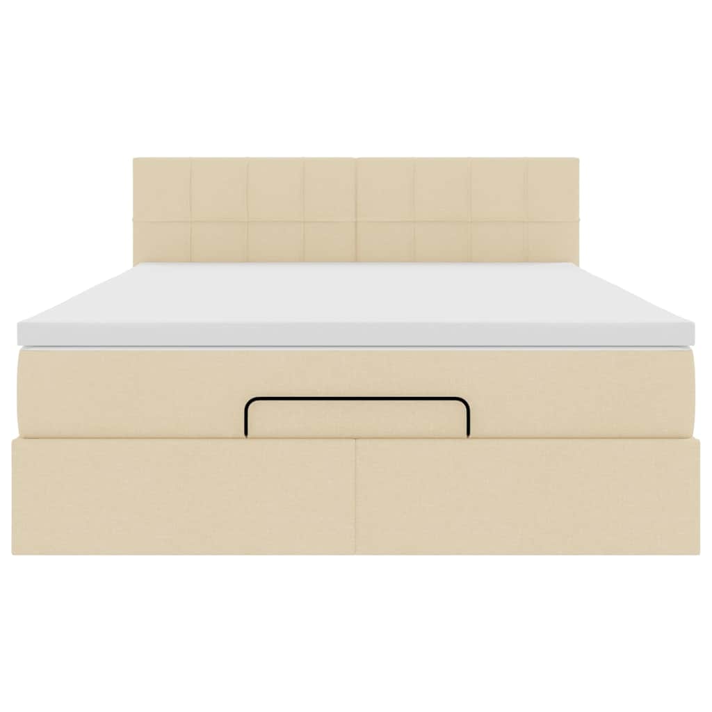 Pouf Letto con Materasso Crema 140x200 cm in Tessuto - homemem39