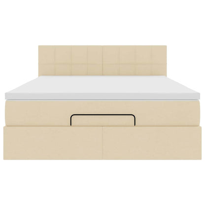 Pouf Letto con Materasso Crema 140x200 cm in Tessuto - homemem39