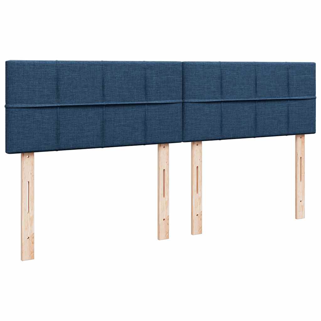 Struttura Letto Pouf con Materasso Blu 160x200 cm in Tessuto