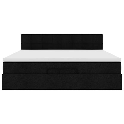 Struttura Letto Pouf con Materasso Nero 180x200 cm in Tessuto - homemem39