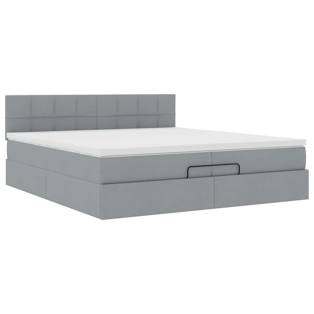 Struttura Letto Pouf con Materasso 200x200 cm in Tessuto | homemem39