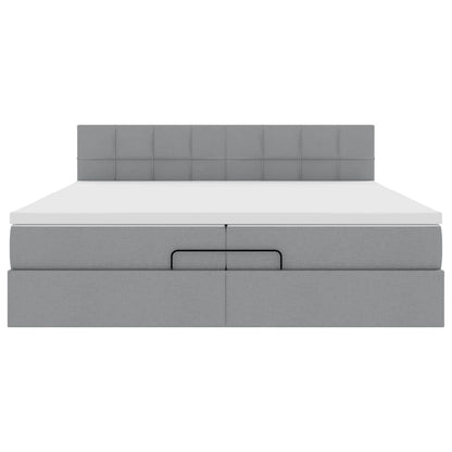 Struttura Letto Pouf con Materasso 200x200 cm in Tessuto | homemem39