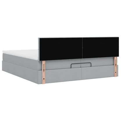 Struttura Letto Pouf con Materasso 200x200 cm in Tessuto | homemem39