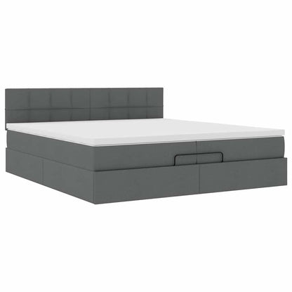 Struttura Letto Pouf con Materasso 200x200 cm in Tessuto | homemem39
