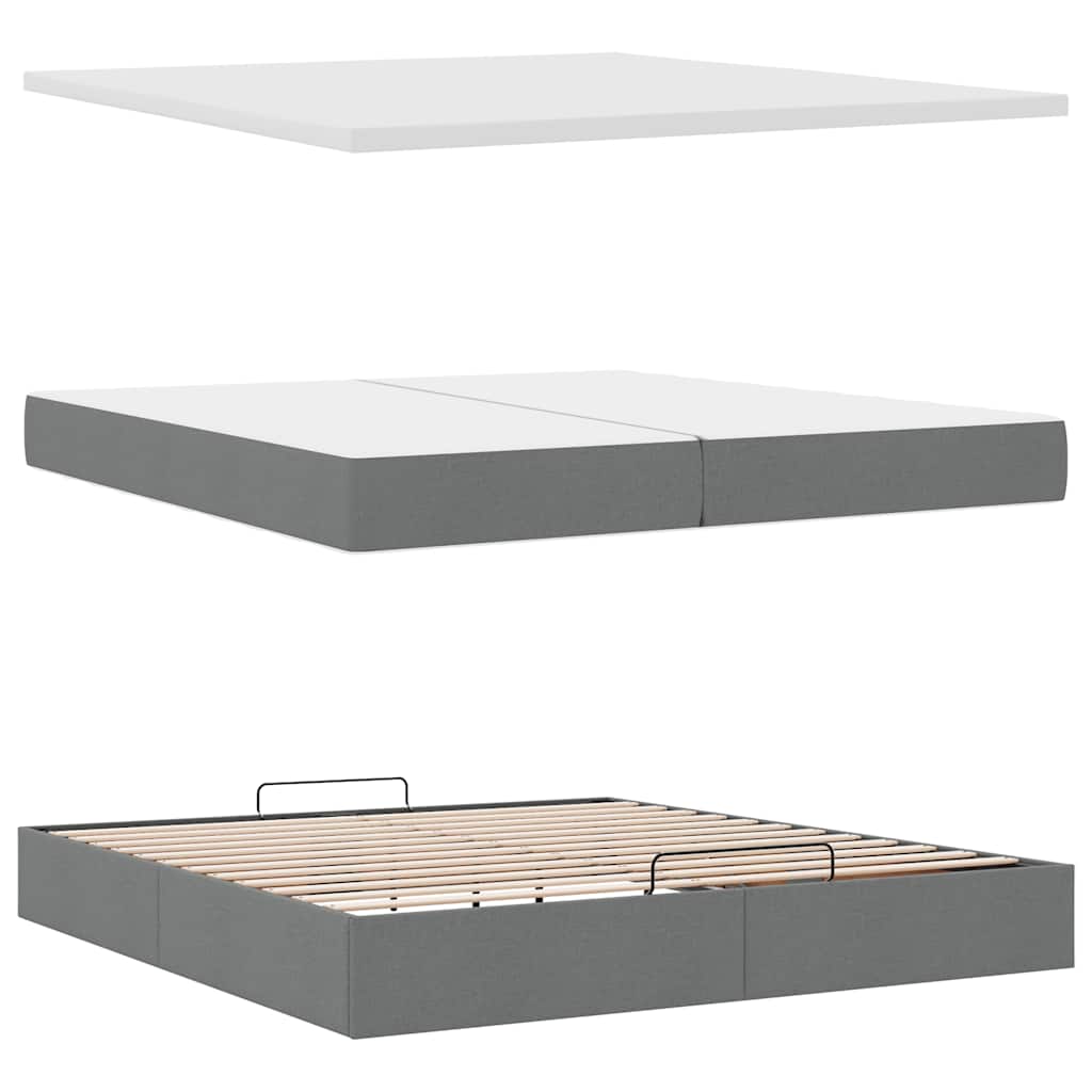 Struttura Letto Pouf con Materasso 200x200 cm in Tessuto | homemem39