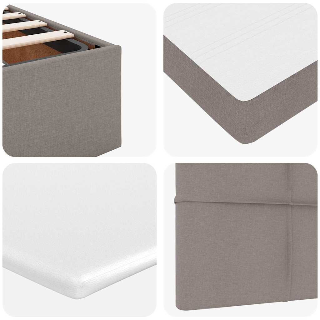 Struttura Letto Pouf con Materasso Tortora 200x200 cm Tessuto