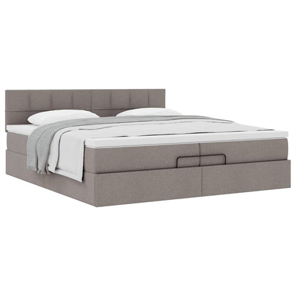 Struttura Letto Pouf con Materasso Tortora 200x200 cm Tessuto | homemem39