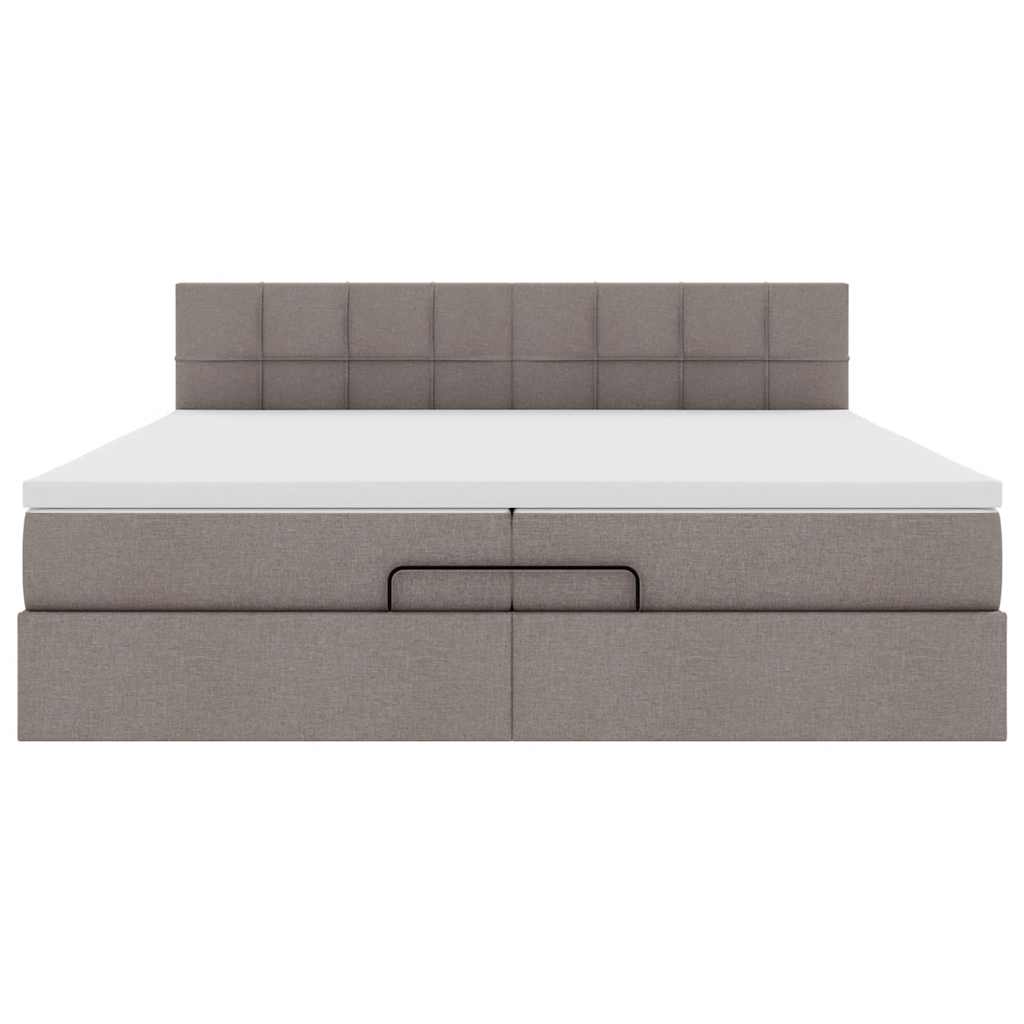 Struttura Letto Pouf con Materasso Tortora 200x200 cm Tessuto | homemem39