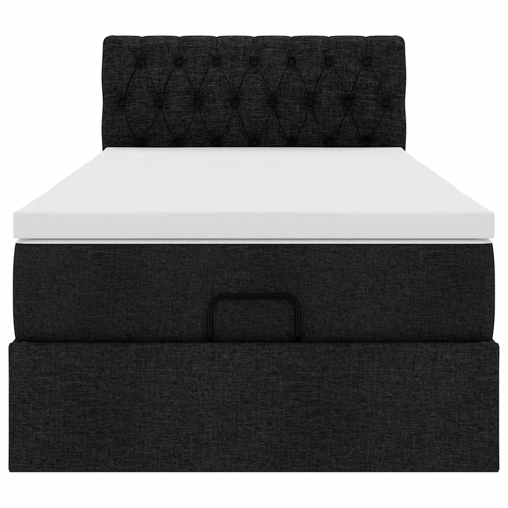 Struttura Letto Pouf con Materasso Nero 80x200 cm in Tessuto | homemem39