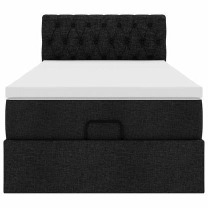 Struttura Letto Pouf con Materasso Nero 80x200 cm in Tessuto | homemem39
