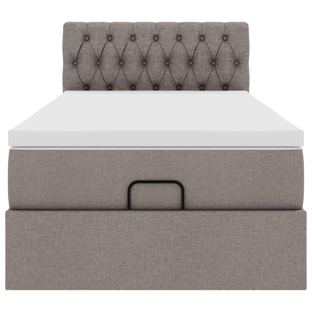 Struttura Letto Pouf con Materasso Tortora 80x200 cm in Tessuto
