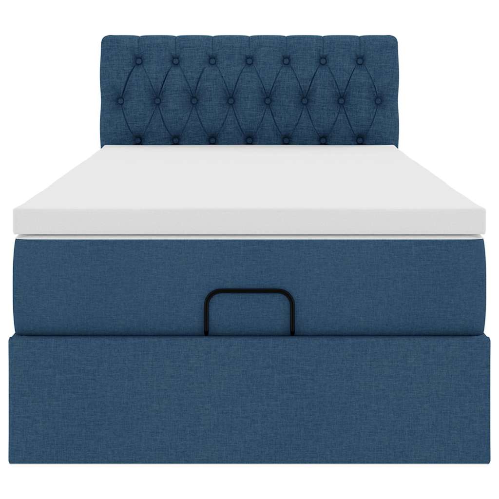 Struttura Letto Pouf con Materasso Blu 80x200 cm in Tessuto