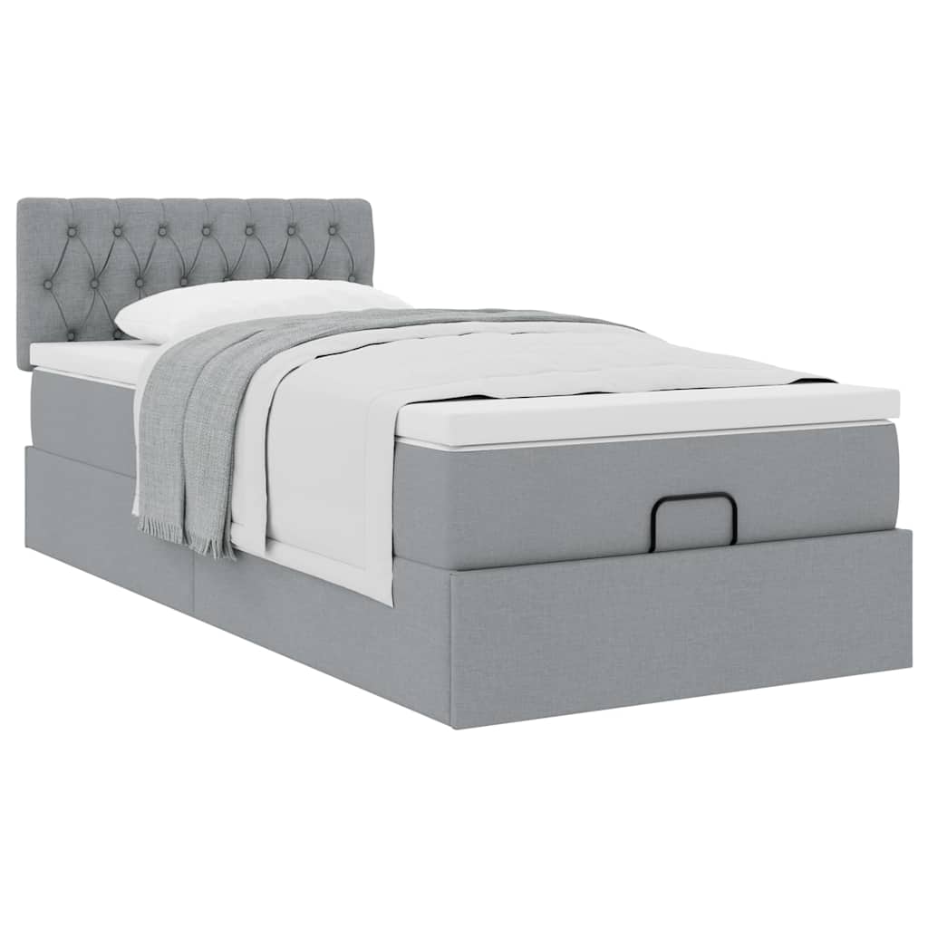 Struttura Letto Pouf con Materasso 90x190 cm in Tessuto | homemem39