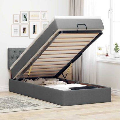 Struttura Letto Pouf con Materasso 90x190 cm in Tessuto | homemem39