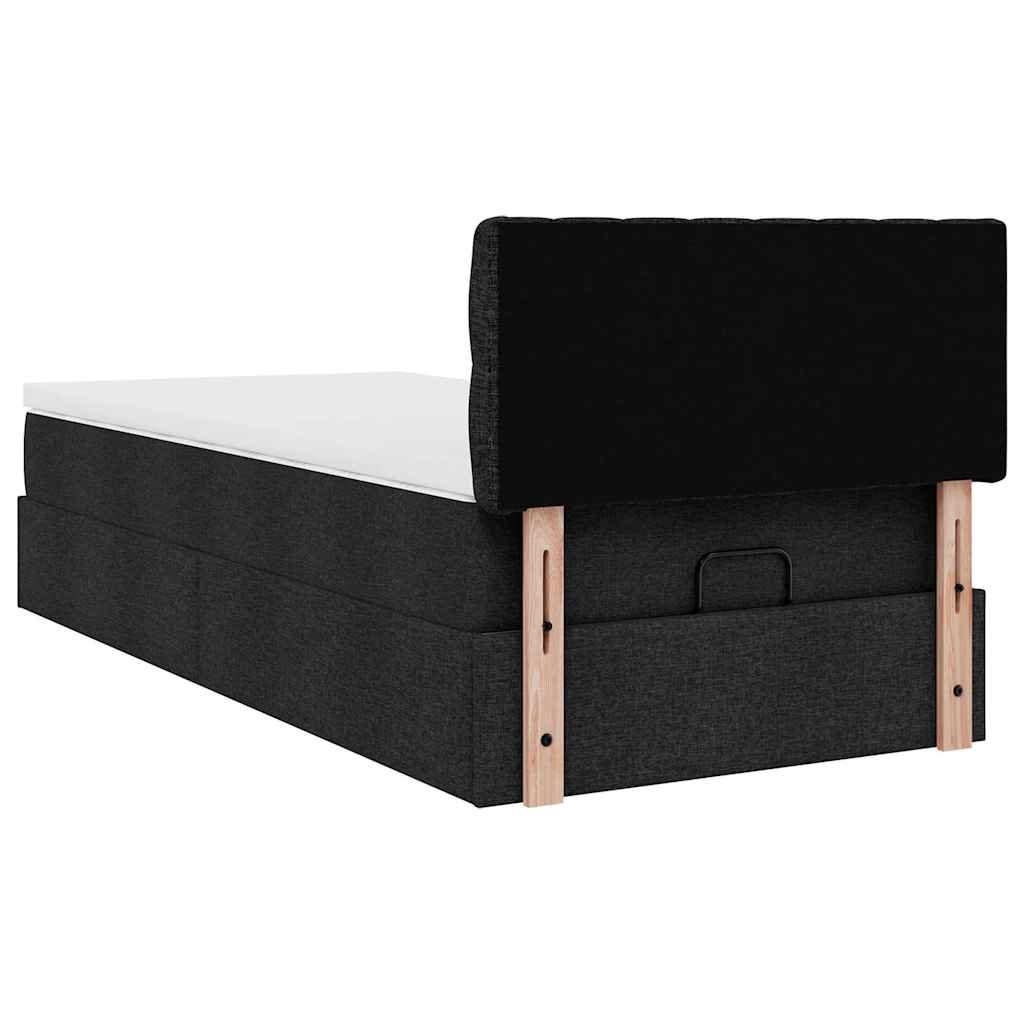 Struttura Letto Pouf con Materasso Nero 90x190 cm in Tessuto | homemem39