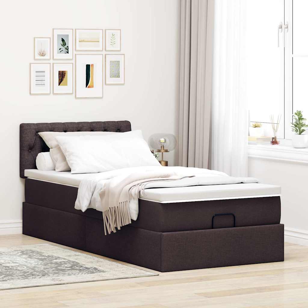 Struttura Letto Pouf con Materasso 90x190 cm in Tessuto