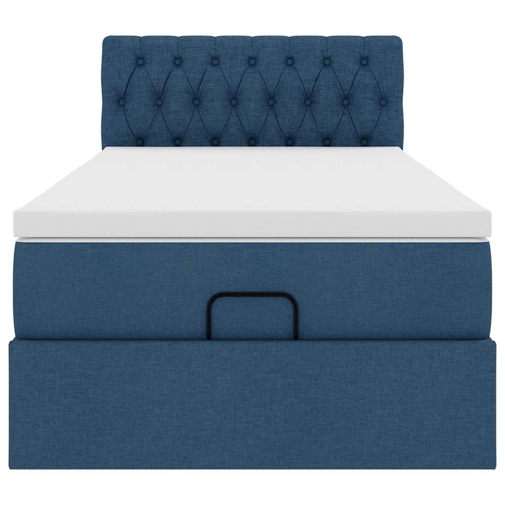 Struttura Letto Pouf con Materasso Blu 90x190 cm in Tessuto | homemem39