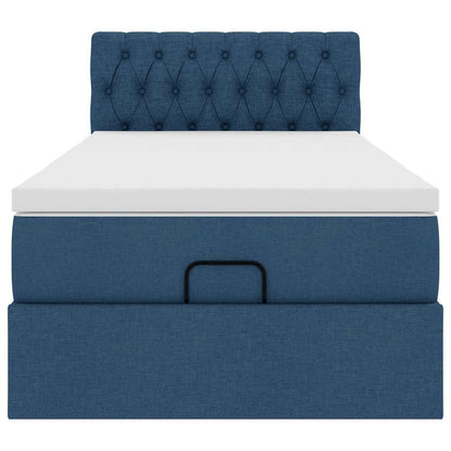 Struttura Letto Pouf con Materasso Blu 90x190 cm in Tessuto | homemem39