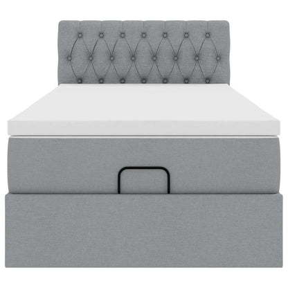 Pouf Letto con Materasso Grigio Chiaro 90x200 cm in Tessuto - homemem39