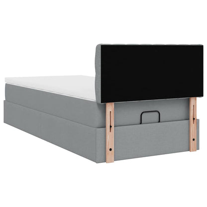 Pouf Letto con Materasso Grigio Chiaro 90x200 cm in Tessuto - homemem39