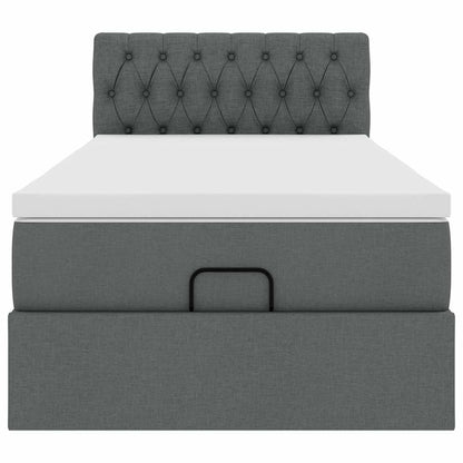 Pouf Letto con Materasso Grigio Scuro 90x200 cm in Tessuto - homemem39