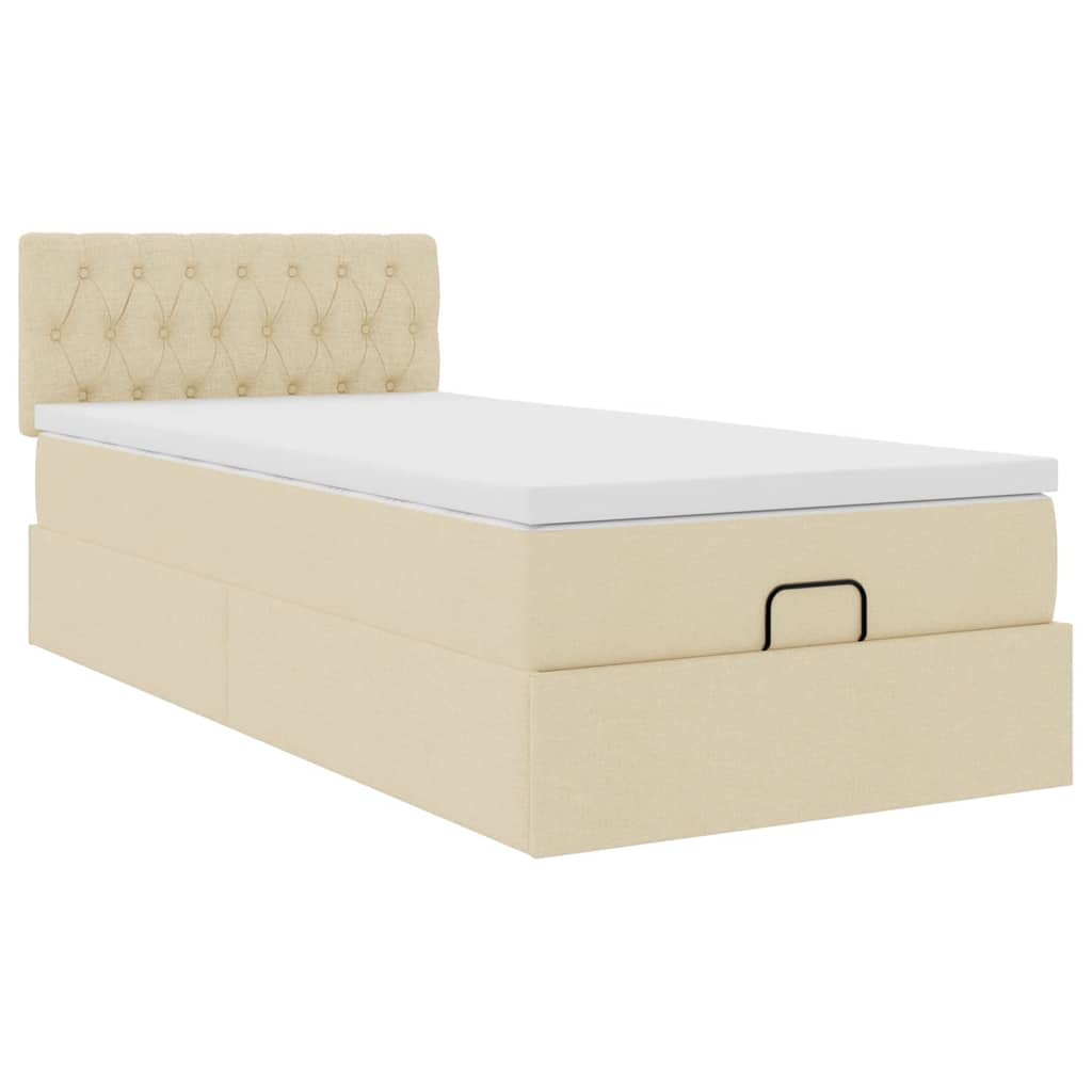 Pouf Letto con Materasso Crema 90x200 cm in Tessuto | homemem39