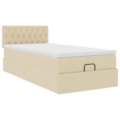 Pouf Letto con Materasso Crema 90x200 cm in Tessuto | homemem39