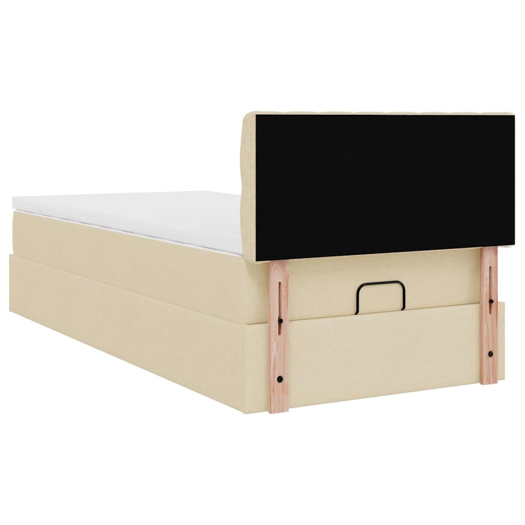 Pouf Letto con Materasso Crema 90x200 cm in Tessuto | homemem39