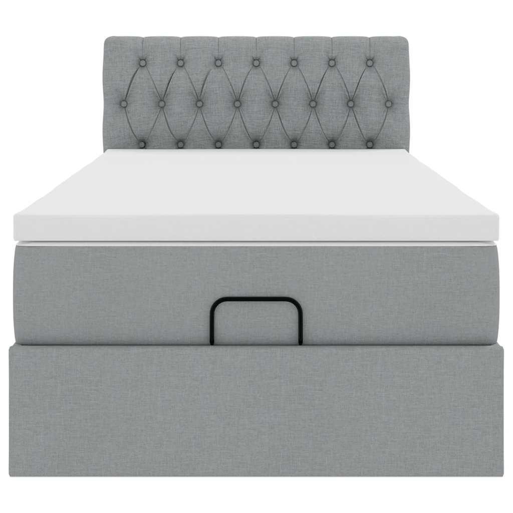 Pouf Letto con Materasso Grigio Chiaro 100x200 cm in Tessuto - homemem39