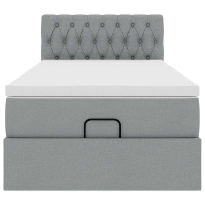 Pouf Letto con Materasso Grigio Chiaro 100x200 cm in Tessuto - homemem39