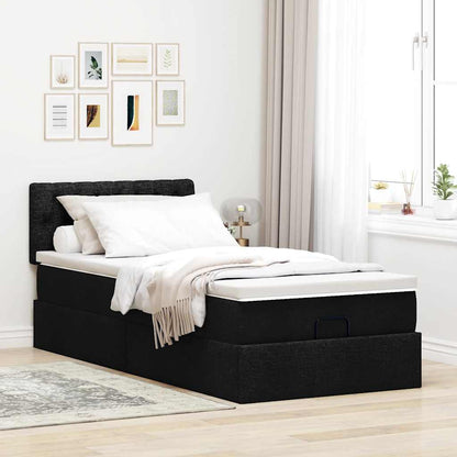 Pouf Letto con Materasso Nero 100x200 cm in Tessuto - homemem39