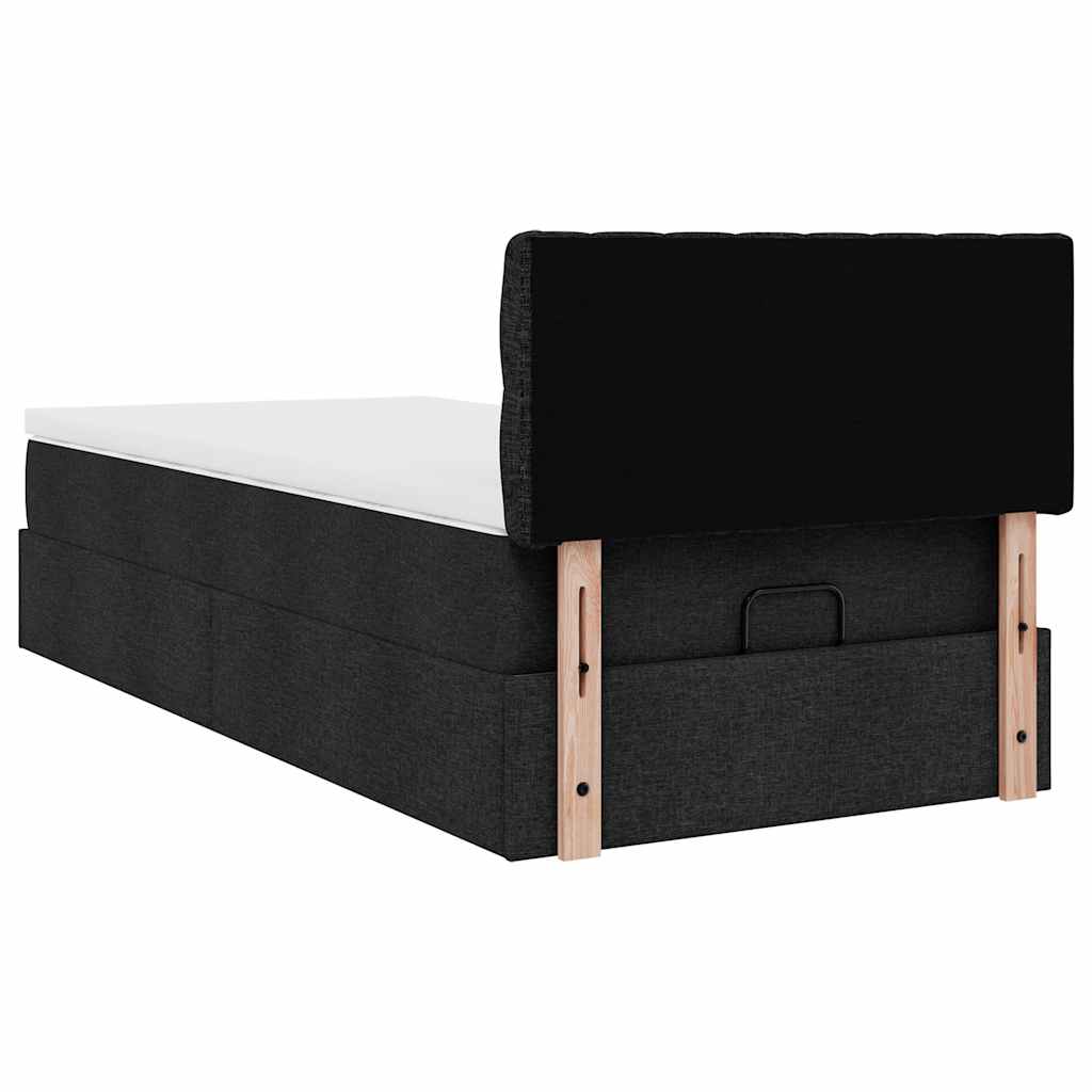 Pouf Letto con Materasso Nero 100x200 cm in Tessuto - homemem39