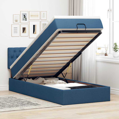 Pouf Letto con Materasso Blu 100x200 cm in Tessuto | homemem39