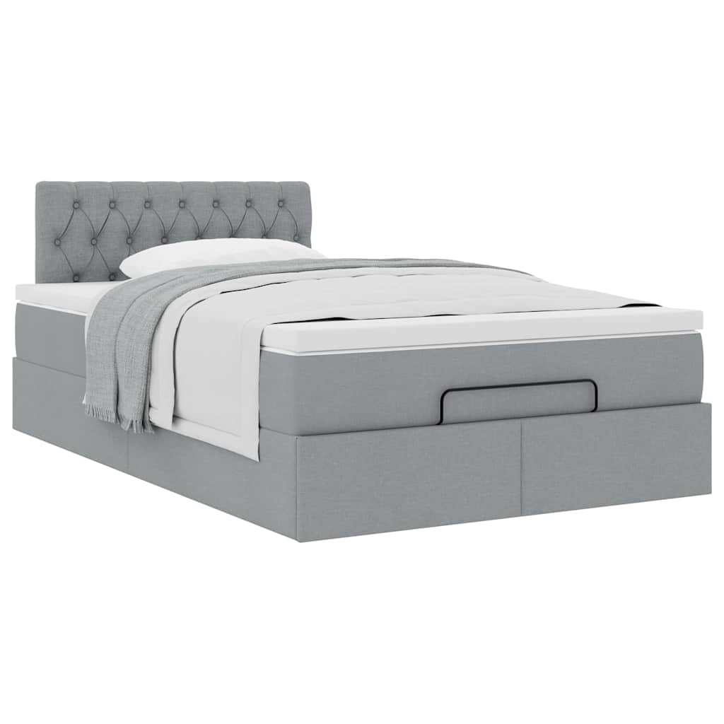 Pouf Letto con Materasso Grigio Chiaro 120x190 cm in Tessuto | homemem39