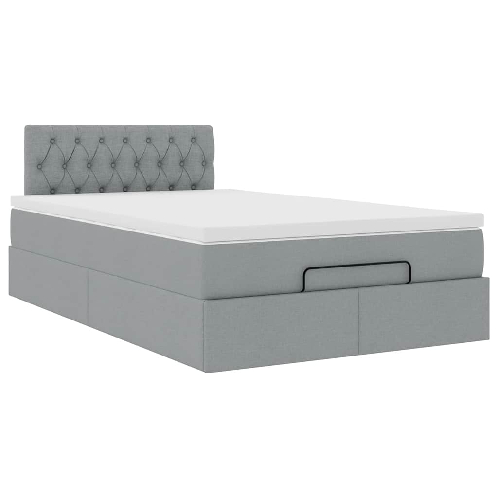 Pouf Letto con Materasso Grigio Chiaro 120x190 cm in Tessuto | homemem39