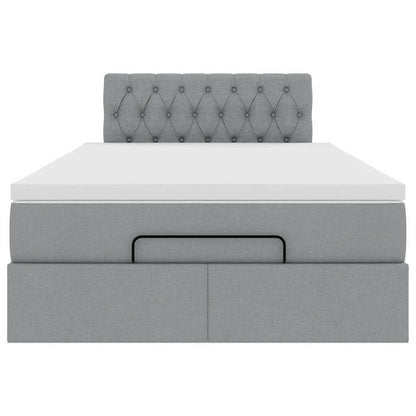 Pouf Letto con Materasso Grigio Chiaro 120x190 cm in Tessuto | homemem39