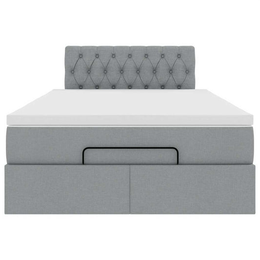 Pouf Letto con Materasso Grigio Chiaro 120x190 cm in Tessuto