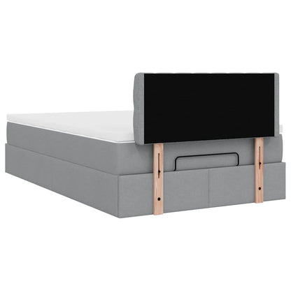 Pouf Letto con Materasso Grigio Chiaro 120x190 cm in Tessuto | homemem39