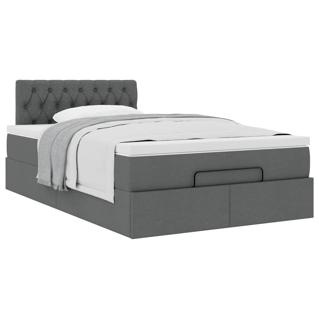 Pouf Letto con Materasso Grigio Scuro 120x190 cm in Tessuto | homemem39