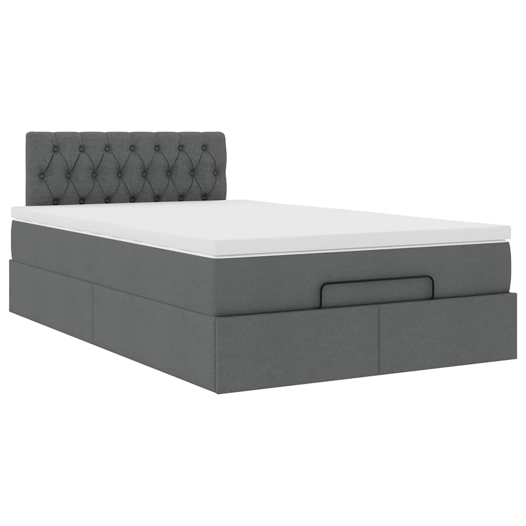 Pouf Letto con Materasso Grigio Scuro 120x190 cm in Tessuto | homemem39