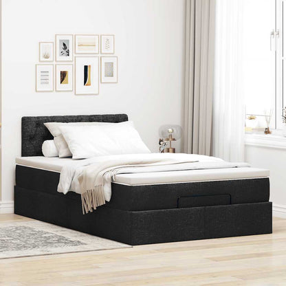 Pouf Letto con Materasso Nero 120x190 cm in Tessuto | homemem39