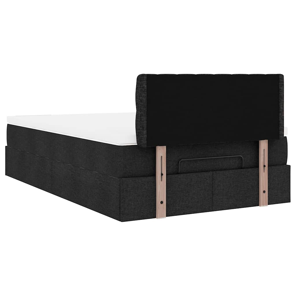 Pouf Letto con Materasso Nero 120x190 cm in Tessuto | homemem39