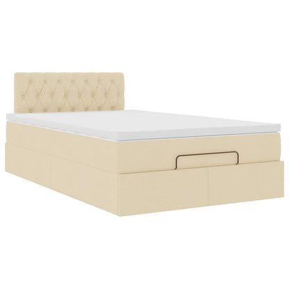 Struttura Letto Pouf con Materasso Crema 120x190 cm in Tessuto | homemem39