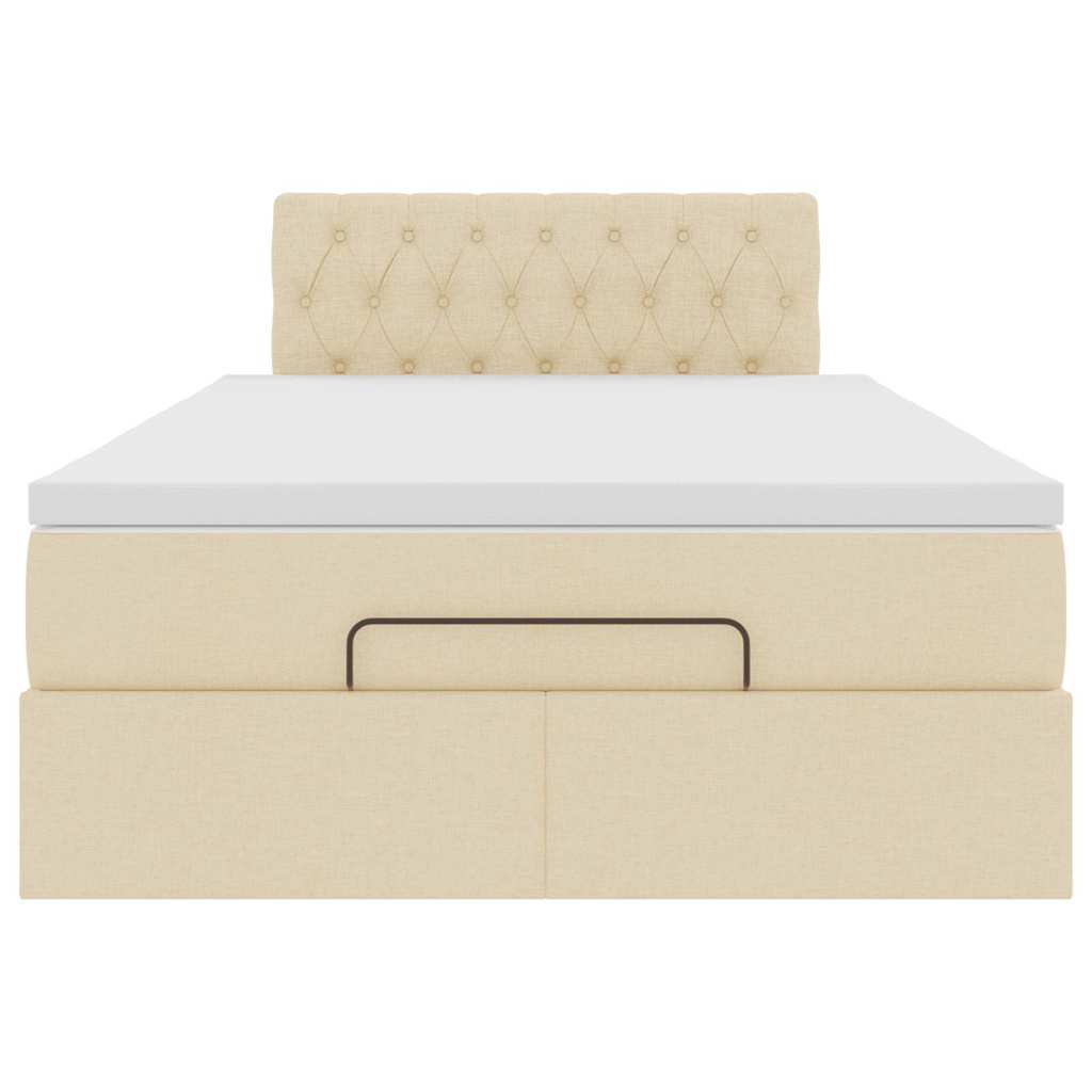 Struttura Letto Pouf con Materasso Crema 120x190 cm in Tessuto | homemem39